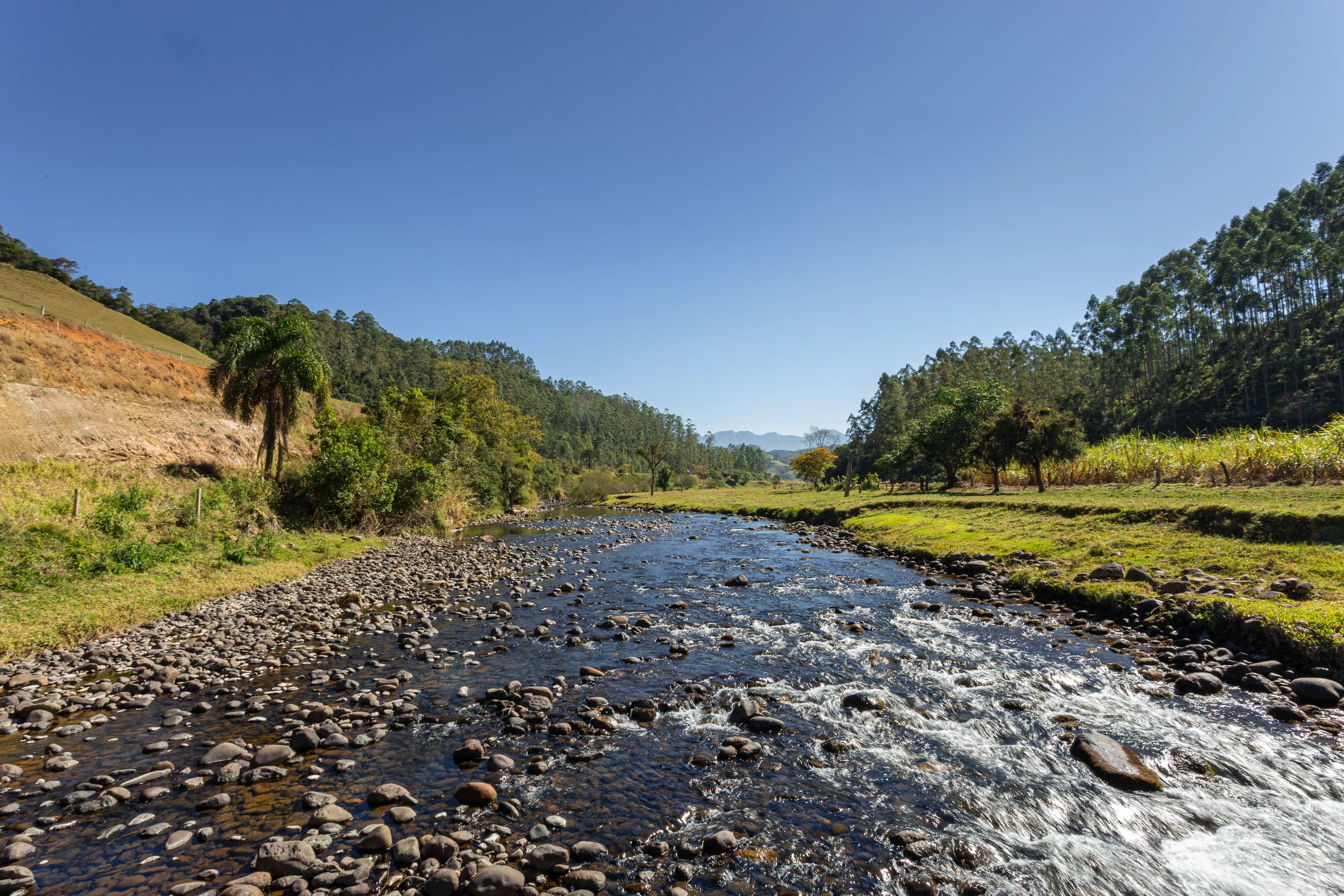 Rio raso de seixos
