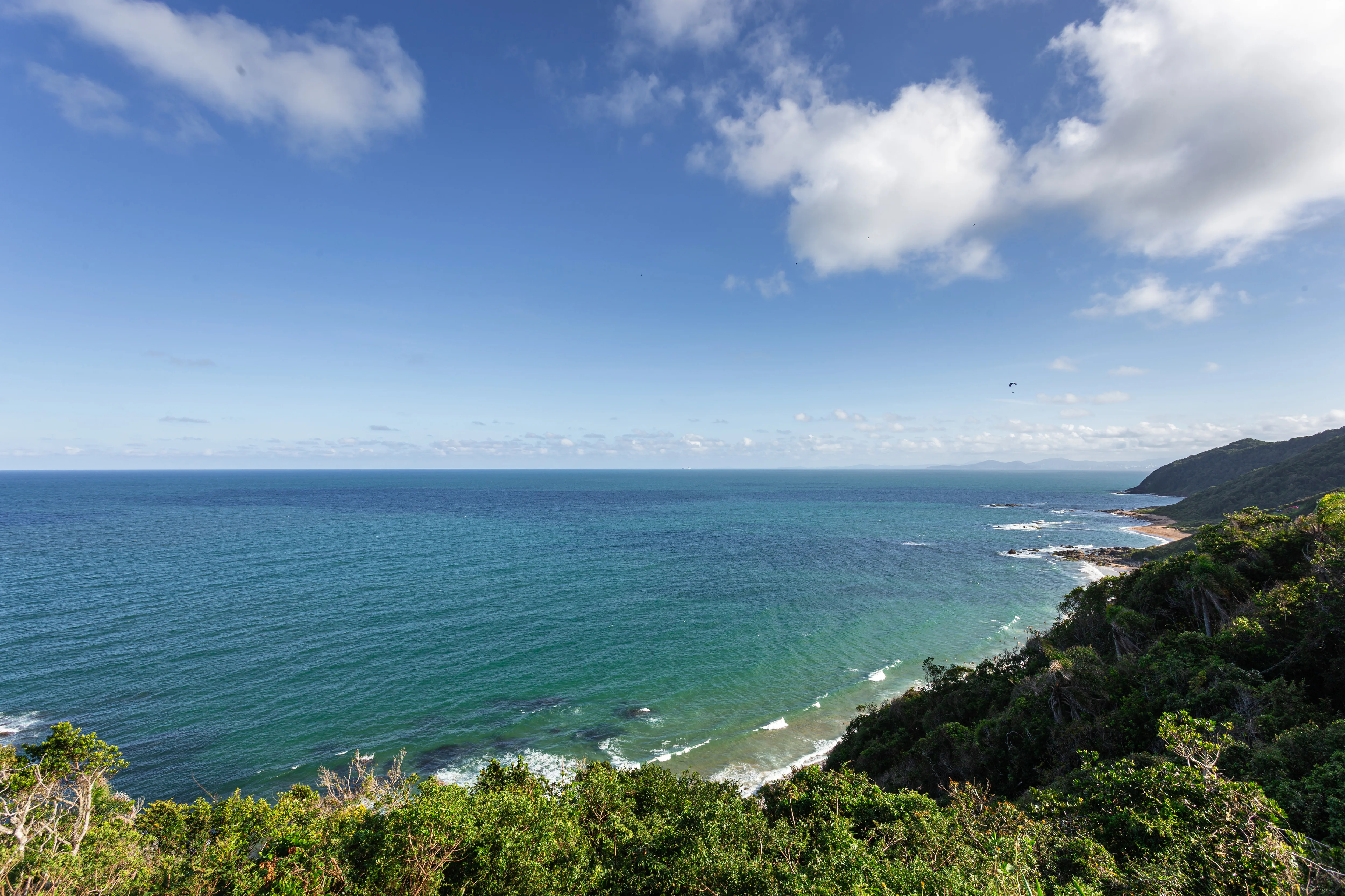 Mar aberto e costão verde